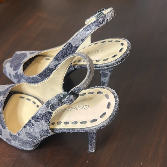 Enzo Angiolini Grey and Black Animal Print Slingback Platform 5” Heels Size 8 - Picture 4 of 16